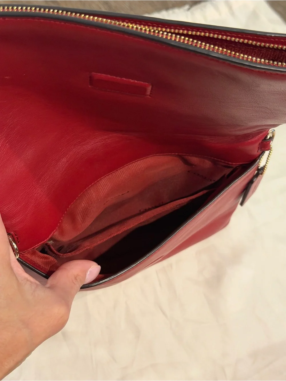 Coach Red Leather Crossbody Fold-Over Clutch